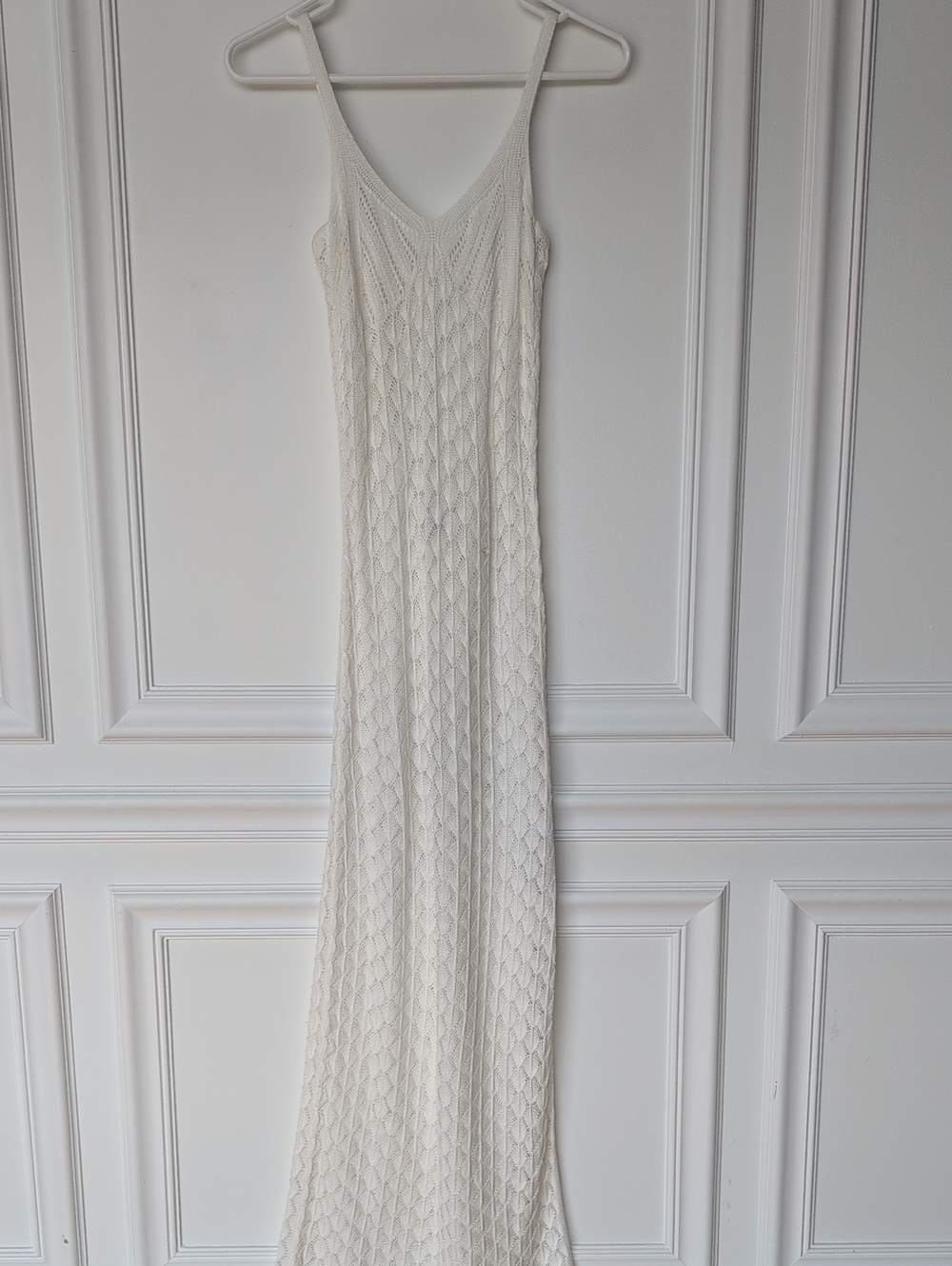 Miss Selfridge Cream Crochet Maxi Slip Dress